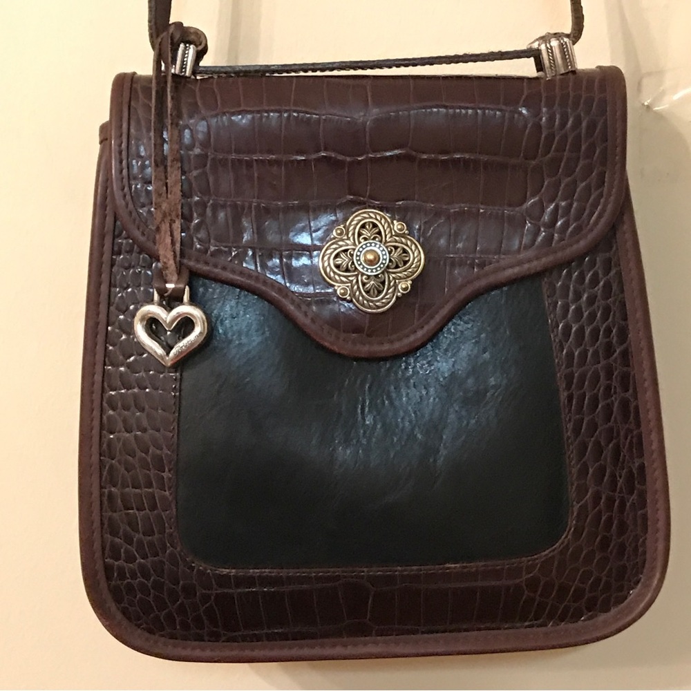 Vintage Brighton Croc Embossed Leather Shoulder Purse